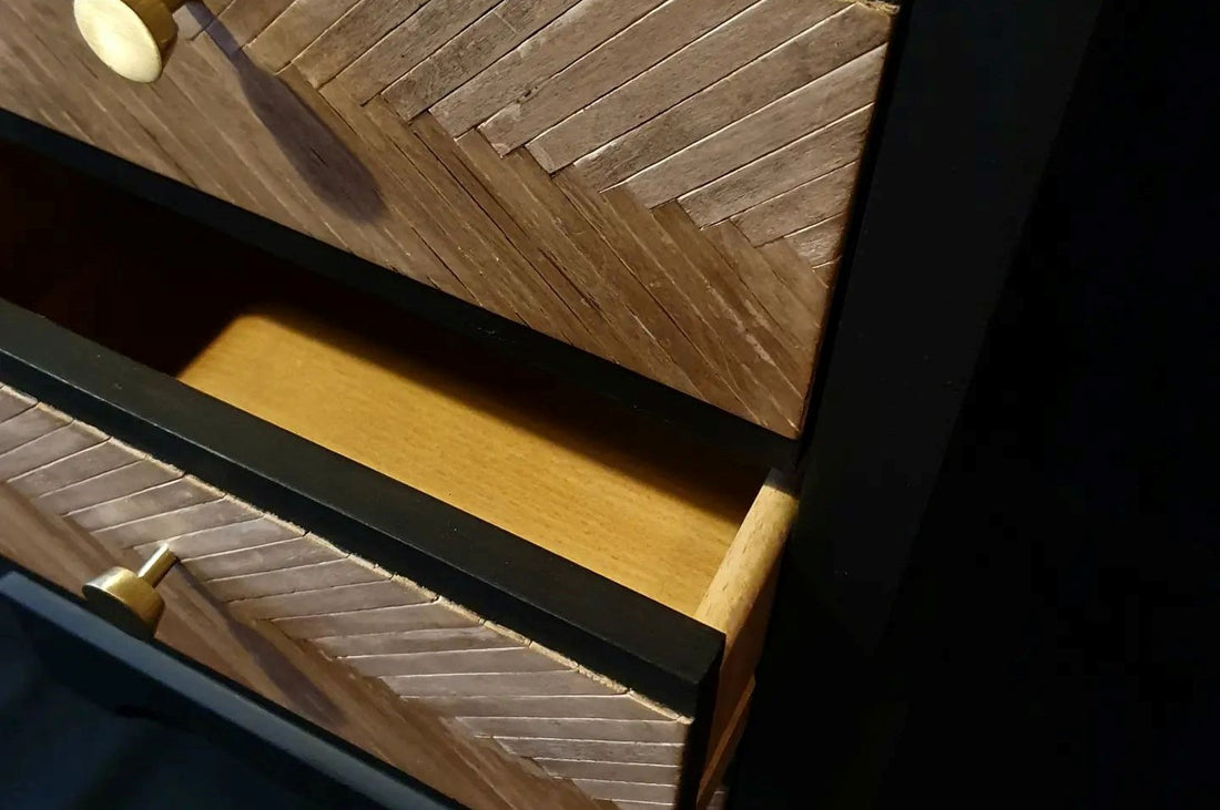 Herringbone bedside locker